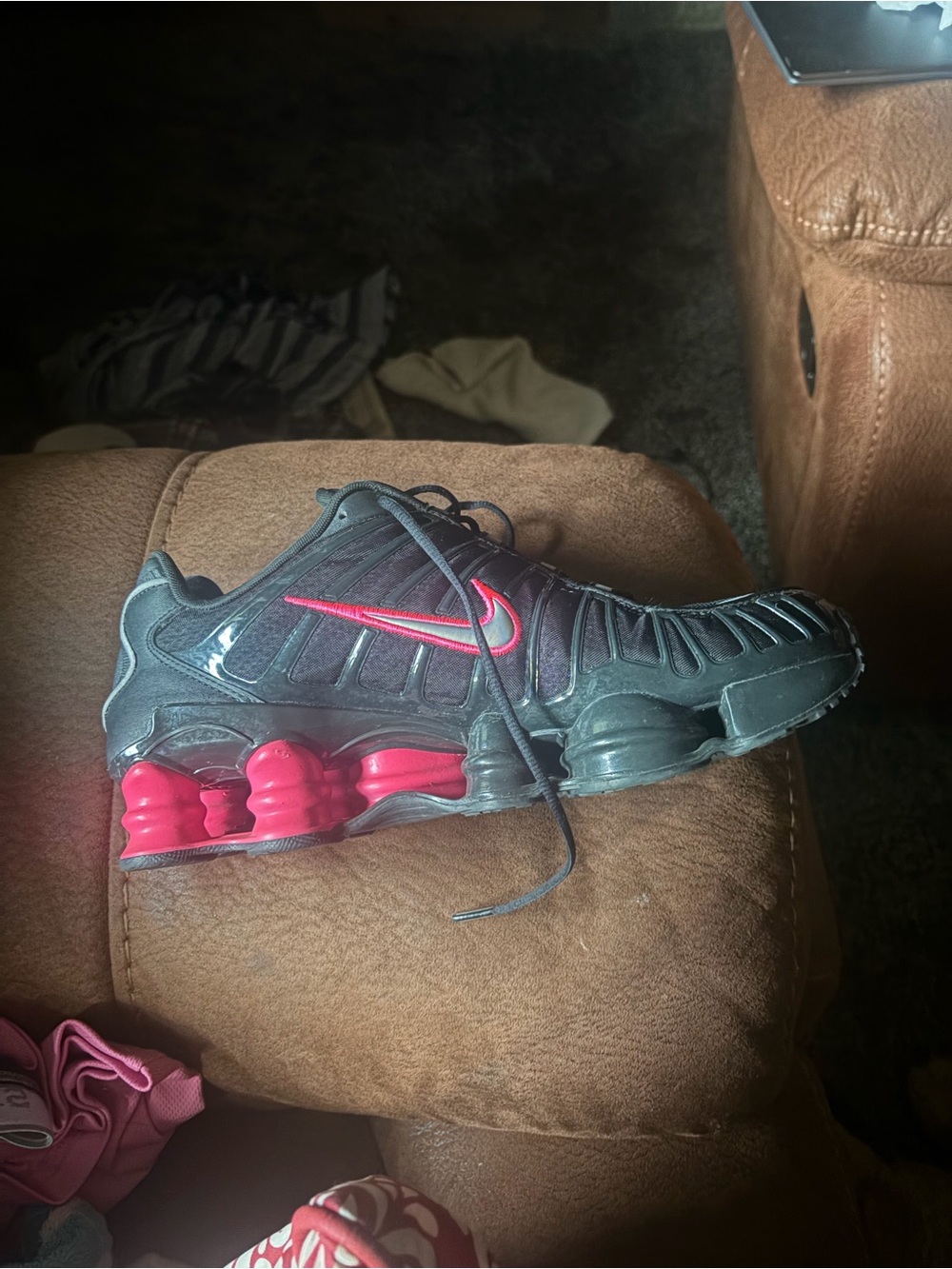 Nike Black and Pink Shox Running Sneakers